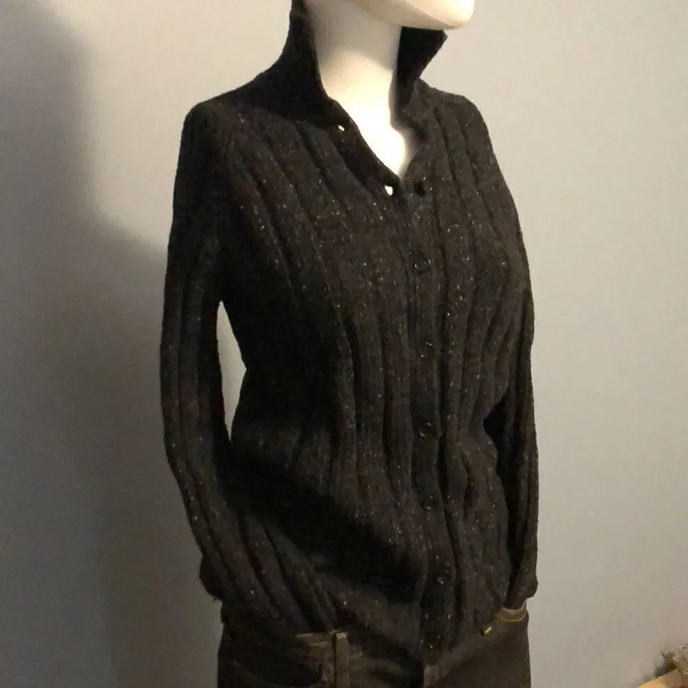 J.Crew 80% Wool Black Sweater Woman’s Small Button Down